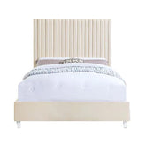 Edzia Beige Velvet Eastern King Bed Model BD00962EK By ACME Furniture